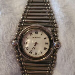 St. Bernard Industrial Fancy Metal Band Watch Silver Balls & Bars Punk Very Cool